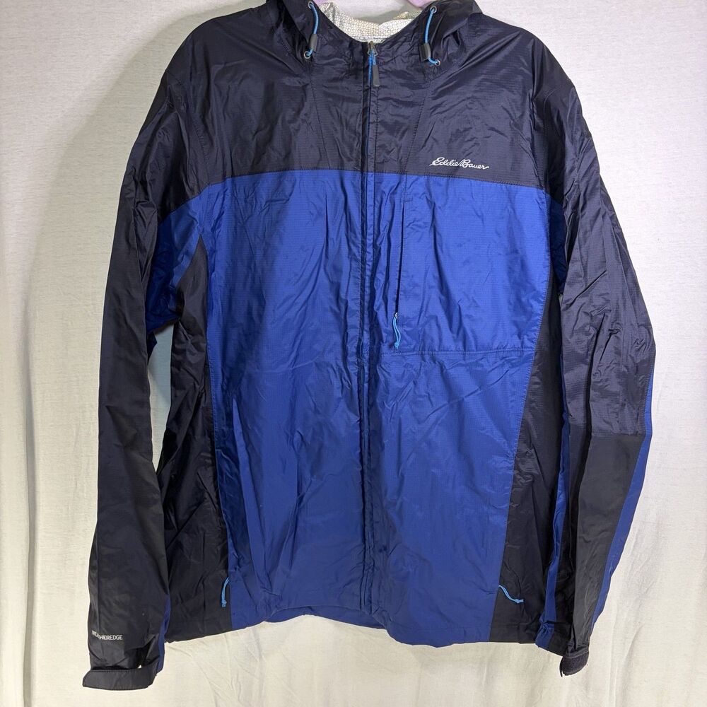Eddie Bauer Weather edge Blue Rain Jacket Mens size XLT